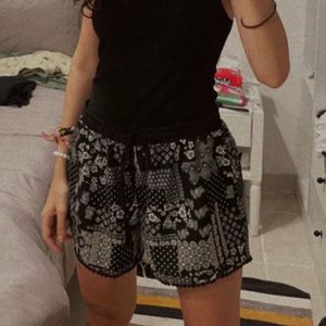 Black Floral Shorts